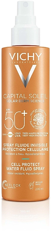 Vichy Сонцезахисний водостійкий спрей-флюїд для тіла, SPF50+ Capital Soleil Solar Derm Science SPF50+ Invisible Fluid Spray - фото N1