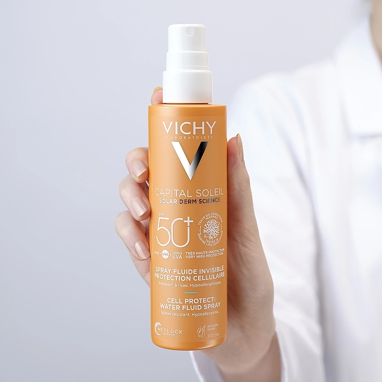 Vichy Сонцезахисний водостійкий спрей-флюїд для тіла, SPF50+ Capital Soleil Solar Derm Science SPF50+ Invisible Fluid Spray - фото N2