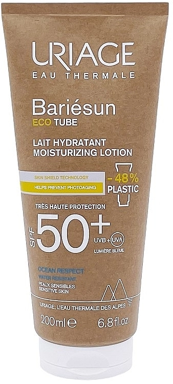 Uriage Солнцезащитный увлажняющий лосьон для тела Bariesun Moisturuzing Lotion SPF50+ Eco Tube - фото N1