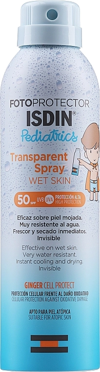 Isdin Спрей сонцезахисний для дітей Fotoprotector Pediatrics Transparent Spray Wet Skin SPF 50+ - фото N1