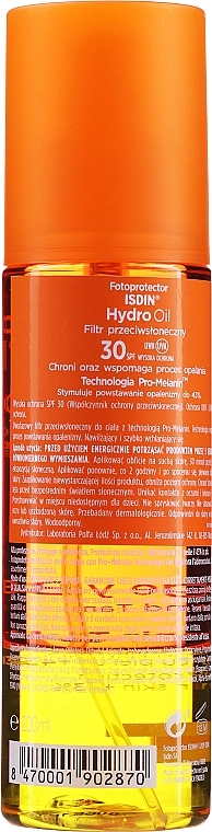 Isdin Сонцезахисна двофазна олія для тіла Fotoprotector Hydro Oil SPF 30+ - фото N2