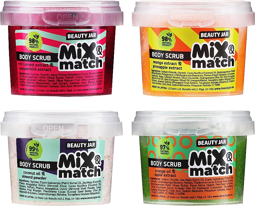 Beauty Jar Набір скрабів для тіла "Mix & Match 1" Body Scrub Set (b/scrub/2х150g + b/scrub/2х120g) - фото N1