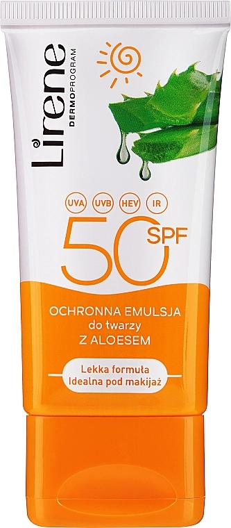 Lirene Солнцезащитная эмульсия для лица с алоэ вера Sun Care Emulsion SPF 50 - фото N1