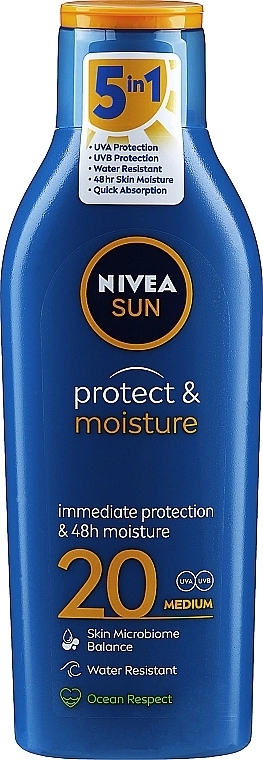 Nivea Солнцезащитный увлажняющий лосьон для тела Sun Protect & Moisture Sun Lotion SPF20 48H Moisture - фото N1