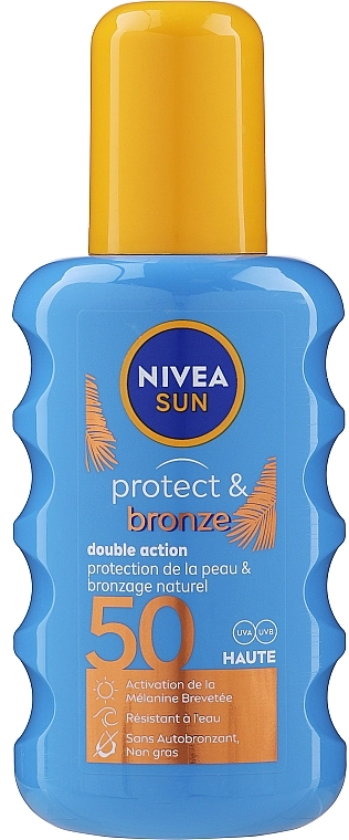 Nivea Солнцезащитный спрей для загара Sun Protect & Bronze SPF50 Double Action Spray - фото N1