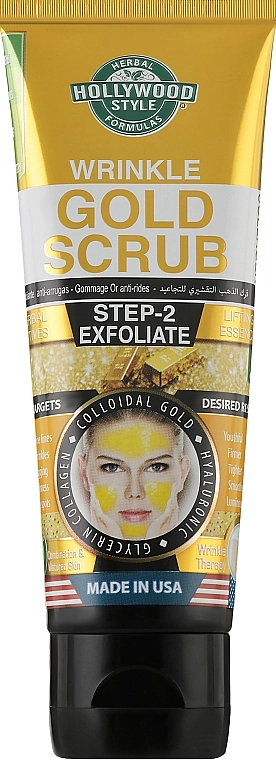 Hollywood Style Скраб для лица с коллоидным золотом, коллагеном, гиалуроновой кислотой Wrinkle Gold Scrub - фото N1