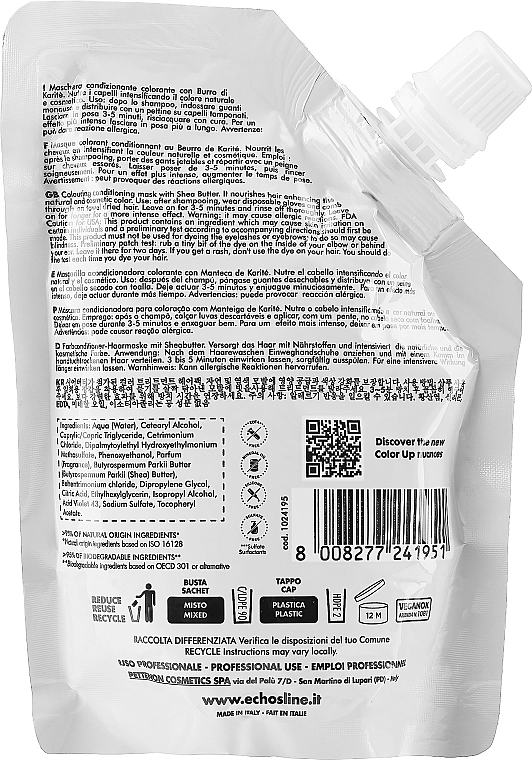 Echosline Тонувальна маска для волосся Color Up Colouring Conditioning Mask - фото N2
