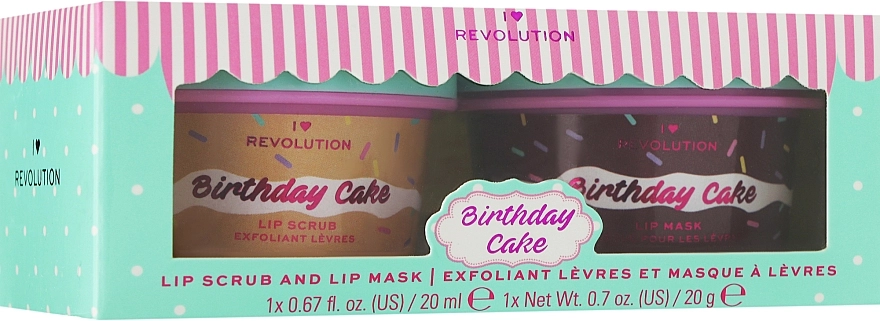 I Heart Revolution Набор Lip Care Duo Birthday Cake (lip/scrub/20g + lip/mask/20ml) - фото N1