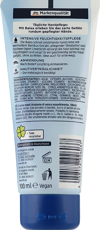 Balea Быстровпитывающийся крем для рук Hand Cream - фото N2