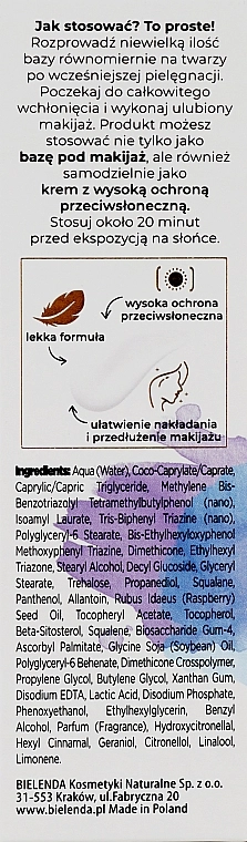 Bielenda Увлажняющая защитная крем-основа под макияж 8 в 1 SPF 50 Boost Me Up - фото N3