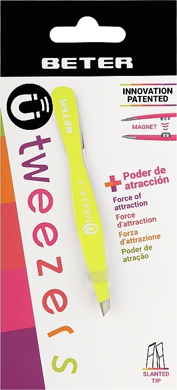 Beter Магнітний пінцет для видалення волосся з косими кінчиками, лимонний U Tweezers - фото N1