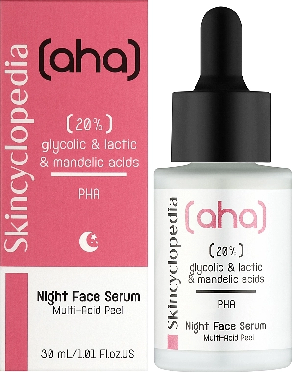 Skincyclopedia Нічна сироватка для обличчя з 20 % AHA- та PHA-кислотами Night Face Serum Night Peeling With 20% AHA & PHA - фото N2