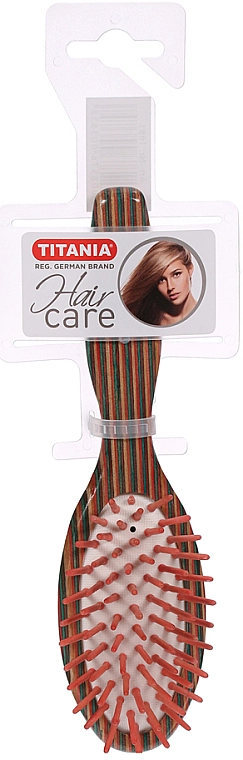 Titania Щітка масажна дерев'яна 17,5 см Hair Brush Wood 7 Rows Small - фото N1