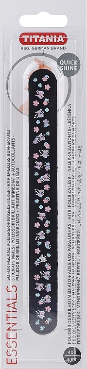 Titania Пилка полірувальна, 17.5 см, 400/400 грит, 1460 B, чорна Rapid Gloss Buffer & Stick On Nails - фото N1