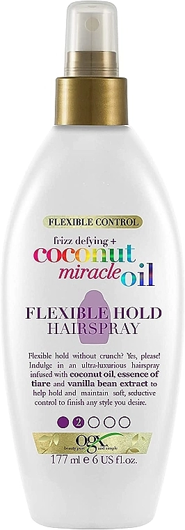 OGX Лак-спрей для волос гибкой фиксации Coconut Miracle Oil Flexible Hold Hairspray - фото N1