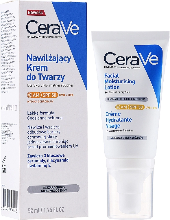 CeraVe Лосьйон для нормальної та сухої шкіри обличчя Facial Moisturising Lotion SPF 50 - фото N2