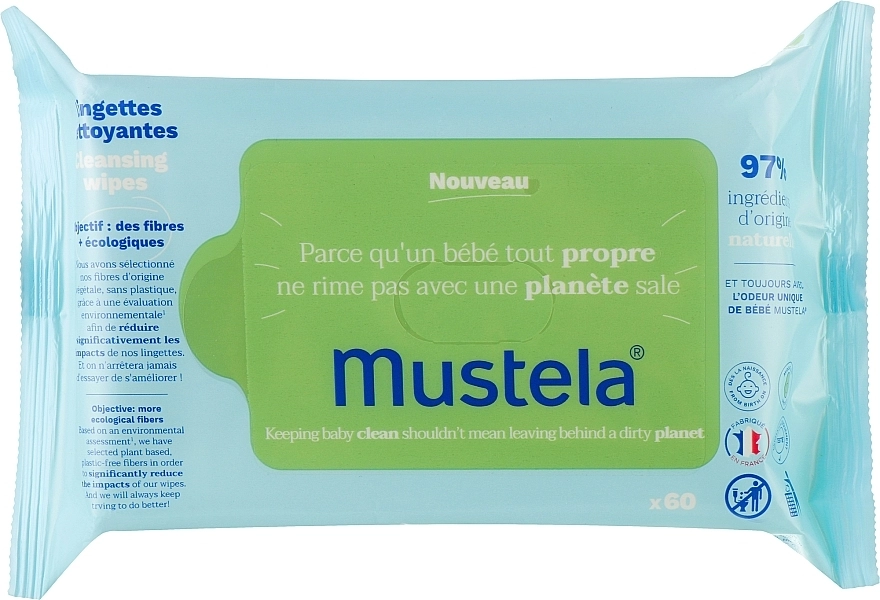 Mustela Серветки очищувальні для дітей Bebe Cleansing Wipes - фото N1