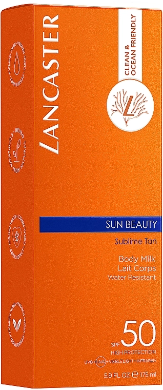 Lancaster Водостійке сонцезахисне молочко для тіла Sun Beauty Sublime Tan Body Milk SPF50 - фото N3
