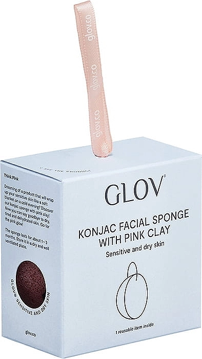 Glov Спонж для обличчя з рожевою глиною Konjac Facial Sponge With Pink Clay - фото N2