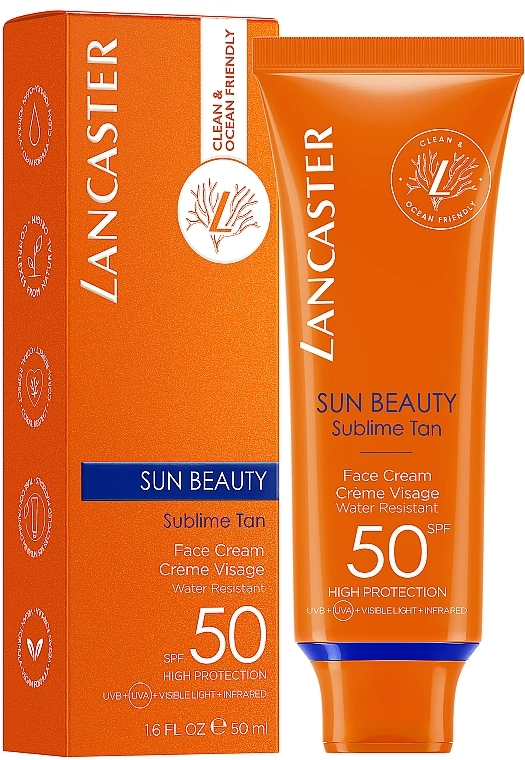 Lancaster Солнцезащитный водостойкий крем для лица Sun Beauty SPF50 - фото N2