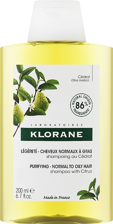 Klorane Очищающий шампунь Purifying Normal to Oily Hair with Citrus Shampoo - фото N1
