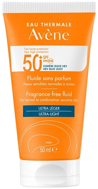 Avene Солнцезащитный флюид для лица без запаха Eau Thermale Fragrance-Free Fluid SPF 50+ - фото N1