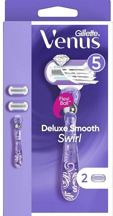 Gillette Бритва з двома змінними насадками Venus Deluxe Smooth Swirl - фото N1