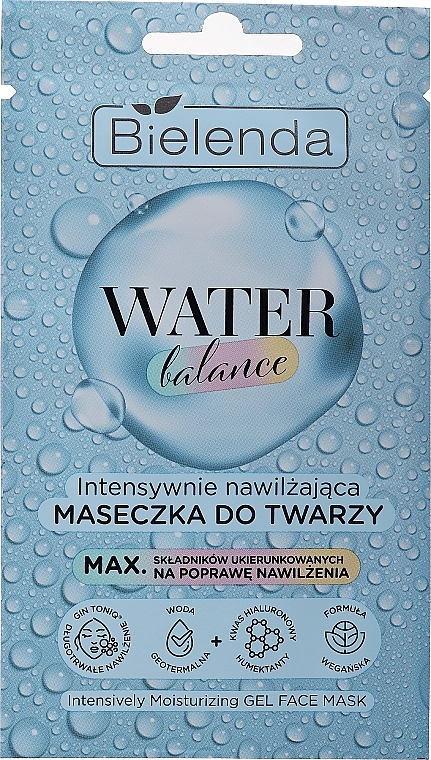 Bielenda Інтенсивна зволожувальна гелева маска для обличчя Water Balanse Intensively Moisturizing Gel Face Mask - фото N1