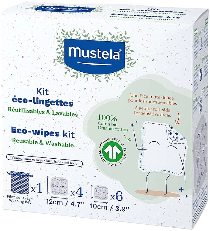 Mustela Екосерветки зі 100% органічної бавовни Eco-Wipers Kit - фото N1