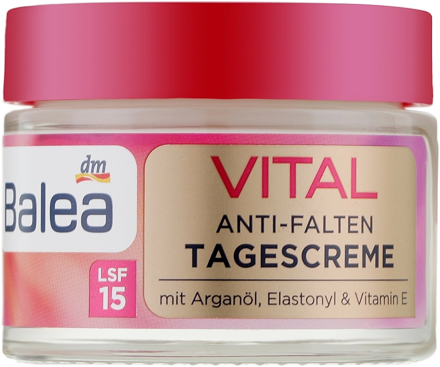 Balea Денний крем проти зморщок Vital Anti-Wrinkle Day Cream With Argan Oil, Elastonyl & Vitamin E - фото N1