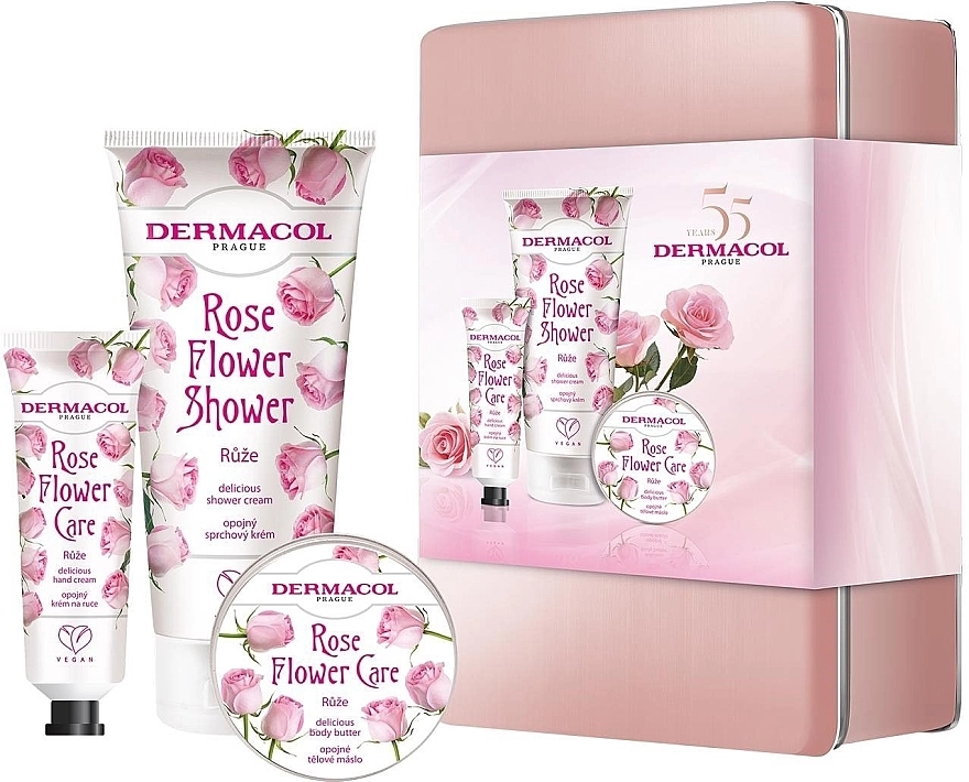 Dermacol Набор Rose Flower (h/cream/30ml + sh/cream/200ml + b/batter/75ml) - фото N1