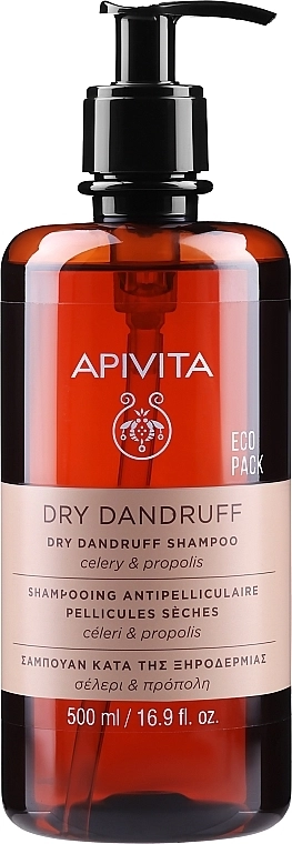 Apivita Шампунь від лупи для сухого волосся з селерою та прополісом, екоупаковка Shampoo Eco Pack For Dry Dandruff Shampoo Celery Propolis - фото N1