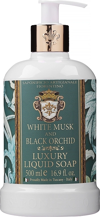 Saponificio Artigianale Fiorentino Натуральное жидкое мыло "Белый мускус и черная орхидея" White Musk and Black Orchid Luxury Liquid Soap - фото N1