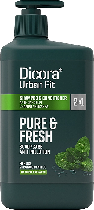 Dicora Urban Fit Шампунь-кондиціонер проти лупи Shampoo & Conditioner 2 In 1 Pure & Fresh - фото N2