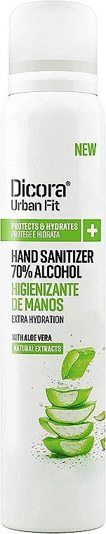 Dicora Urban Fit Дезинфицирующий спрей для рук с ароматом алоэ вера Protects & Hydrates Hand Sanitizer - фото N3