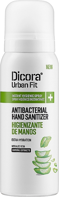 Dicora Urban Fit Дезинфицирующий спрей для рук с ароматом алоэ вера Protects & Hydrates Hand Sanitizer - фото N1