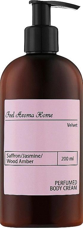 Feel Aroma Home Зволожувальний крем для тіла з нішевим ароматом "Шафран, жасмин і амброве дерево" Velvet Perfumed Body Cream - фото N1