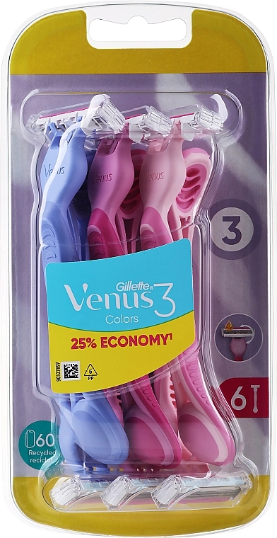 Gillette Набір одноразових станків для гоління, 6 шт., варіант 1 Venus Simply 3 Plus - фото N1