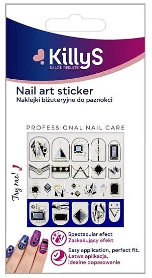 KillyS Наклейки для ногтей, 500139 Nail Art Sticker Black Shine - фото N1