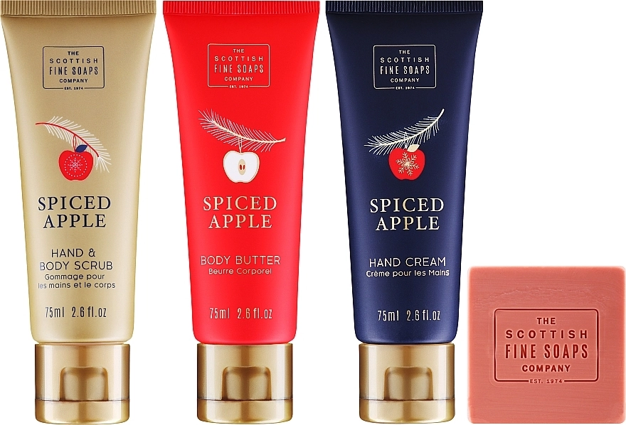 Scottish Fine Soaps Набір Spiced Apple Luxurious Gift Set (scr/75ml + b/cr/75ml + h/cr/75ml + soap/100g) - фото N2