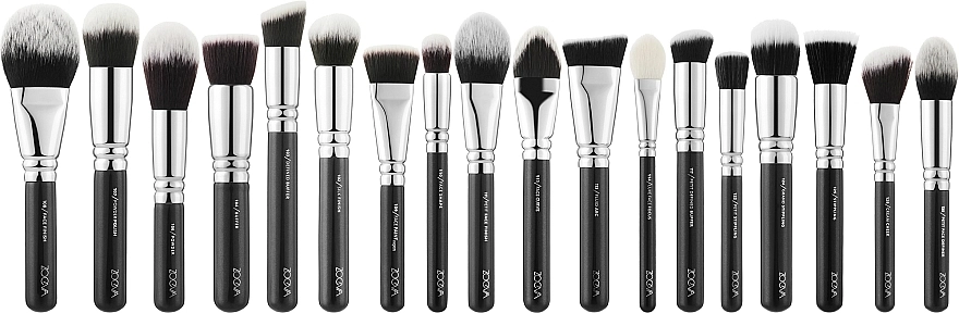 Zoeva Набор кистей для визажиста Makeup Artist Brush Set Silver Black (brush/40pcs + clutches/3pcs) - фото N2