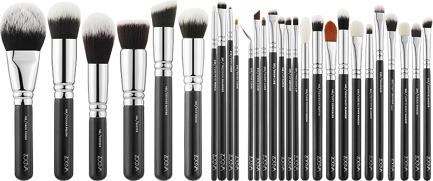 Zoeva Набір пензлів для візажиста Makeup Artist Brush Set Silver Black (brush/40pcs + clutches/3pcs) - фото N3