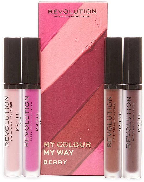 Makeup Revolution My Colour My Way Berry Lipstick Set (lipstick/4x3ml) Набор помад - фото N1
