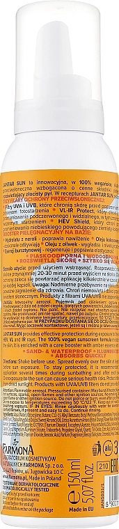 Farmona Бурштинова захисна пінка зволожувальна із золотистим напиленням Jantar Sun SPF 30 - фото N2