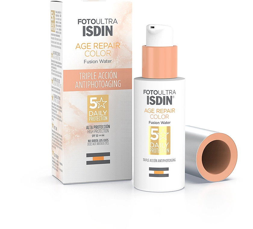 Isdin FotoUltra Age Repair Color SPF50 Тональный солнцезащитный крем для лица с тройным действием против фотостарения - фото N1