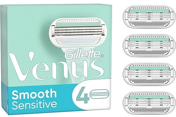 Gillette Сменные кассеты для бритья, 4 шт. Venus Smooth Sensitive - фото N1