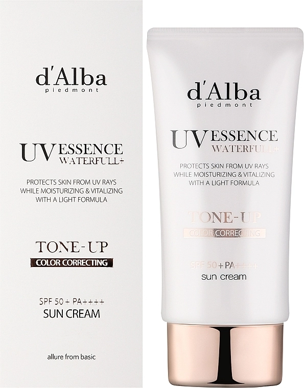 D'Alba Солнцезащитная эссенция c тонирующим эффектом Waterfull Uv Essence Tone-Up Sun Cream SPF 50+PA+++ - фото N2