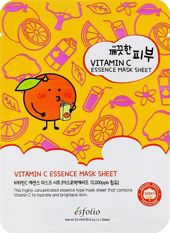 Esfolio Тканевая маска для лица с витамином С Pure Skin Vitamin C Essence Mask Sheet - фото N1