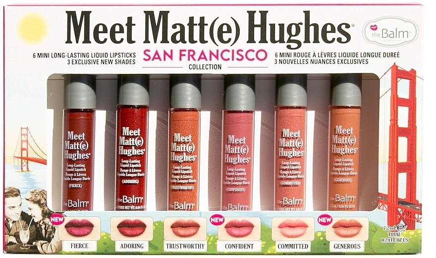 TheBalm Meet Matt(e) Hughes Mini Kit San Francisco (lipstick/6x1,2ml) Набор жидких матовых помад - фото N1