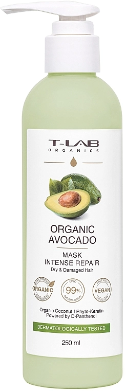 T-LAB Professional Маска для сухих и поврежденных волос Organics Organic Avocado Mask - фото N1